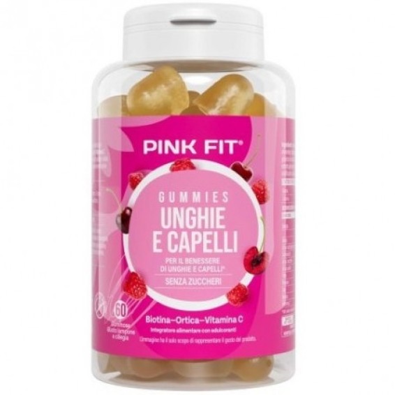 PINK FIT - INTEGRATORE UNGHIE E CAPELLI - Biotina e Vitamina C - 60 Gummies