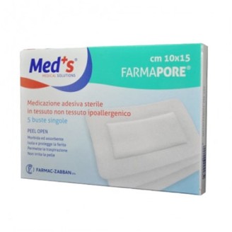 Med's - Farmapore - Medicazione Adesiva Sterile - 10 x 15 cm - 5 pezzi