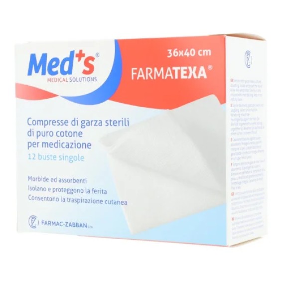Med's - Farmatexa - Compresse di garza sterili - 36x40 Cm - 12 Pezzi