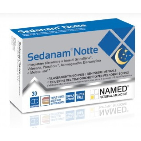 Sedanam Notte integratore per il sonno con melatonina e valeriana - 30 compresse