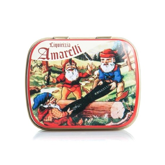 Amarelli Nanetti liquirizia alla menta - Lattina da 20g con piccole favette di liquirizia dura
